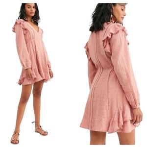 Free People Isabella mini dress boho pink size 10